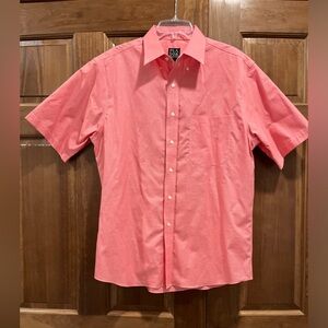 Jos. A Banks Men's Salmon Plaid Short Sleeve Button Down Shirt, Size Large